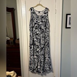 NWT Talbots Navy and white print maxi dress XL